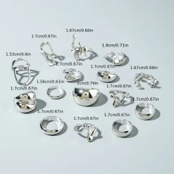 Σετ Δαχτυλίδια 'Liquid Metal' (Υγρό Μέταλλο) - 15τμχ Statement Δαχτυλίδια σε Χρυσό/Ασημί - Στυλ Abstract & Chunky