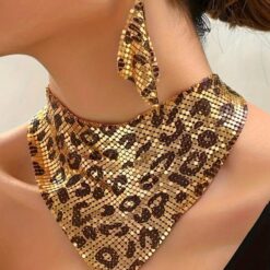 Statement Σετ Κολιέ & Σκουλαρίκια | Μεταλλικό Πλέγμα Animal Print 