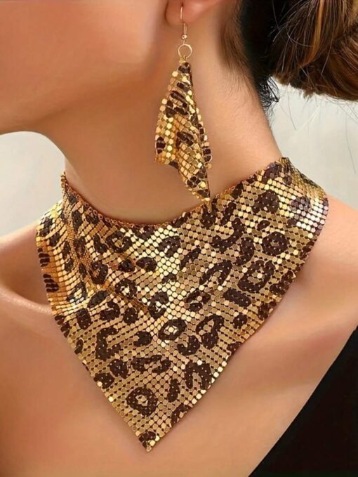 Statement Σετ Κολιέ & Σκουλαρίκια | Μεταλλικό Πλέγμα Animal Print 