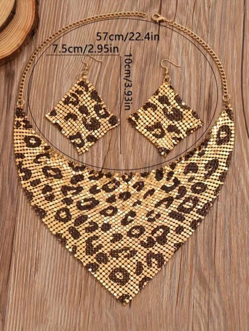 Statement Σετ Κολιέ & Σκουλαρίκια | Μεταλλικό Πλέγμα Animal Print 