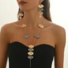 Σετ Κολιέ & Σκουλαρίκια | Μακρύ (Lariat) με Οβάλ Δίχρωμα Μεταλλικά Στοιχεία