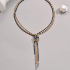 Τρίχρωμο Μακρύ Κολιέ Lariat | Μεταλλικός Κόμπος