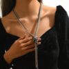 Τρίχρωμο Μακρύ Κολιέ Lariat | Μεταλλικός Κόμπος