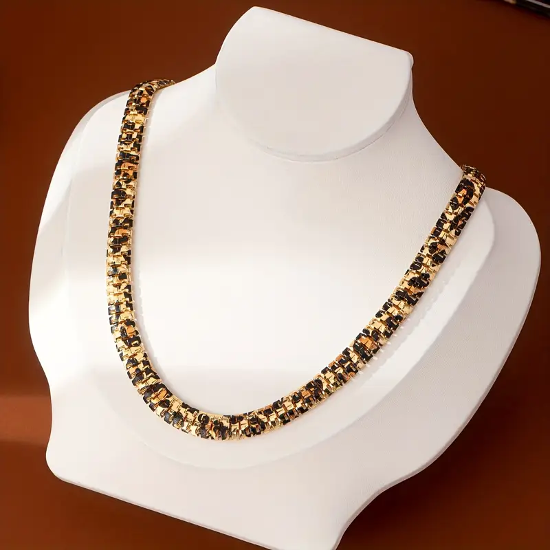 Κολιέ Φίδι Χρυσό με Animal Print / Λεοπάρ | Snake Chain Chunky Choker | Μοντέρνο και Statement
