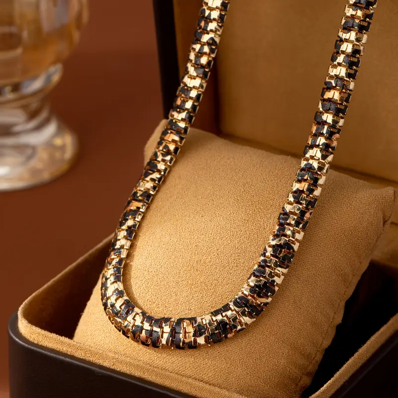 Κολιέ Φίδι Χρυσό με Animal Print / Λεοπάρ | Snake Chain Chunky Choker | Μοντέρνο και Statement