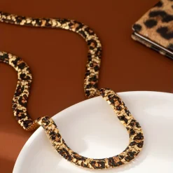 Κολιέ Φίδι Χρυσό με Animal Print / Λεοπάρ | Snake Chain Chunky Choker | Μοντέρνο και Statement