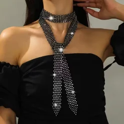 Εντυπωσιακό Κολιέ-Γραβάτα Choker με Strass | Bling Tie Statement Αξεσουάρ