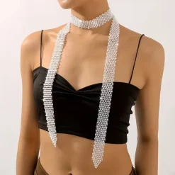 Εντυπωσιακό Κολιέ-Γραβάτα Choker με Strass | Bling Tie Statement Αξεσουάρ