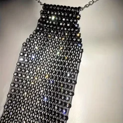 Black Tie Choker Κολιέ Statement με Full Strass | Γραβάτα Κοσμήματος 