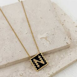 Κολιέ με Αρχικό Γράμμα Ν – Χειροποίητο με Επιχρύσωση