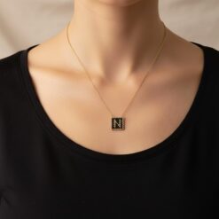 Κολιέ με Αρχικό Γράμμα Ν – Χειροποίητο με Επιχρύσωση