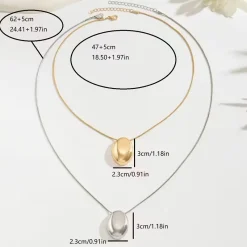 Minimal Οβάλ Κρεμαστό (Χρυσό & Ασημί) - Snake Chain