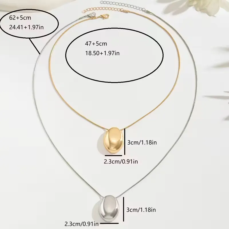 Minimal Οβάλ Κρεμαστό (Χρυσό & Ασημί) - Snake Chain