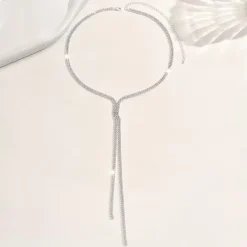 Λαμπερό Κολιέ Lariat με Στρας