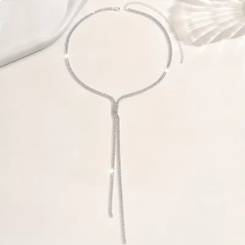 Λαμπερό Κολιέ Lariat με Στρας