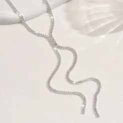 Λαμπερό Κολιέ Lariat με Στρας