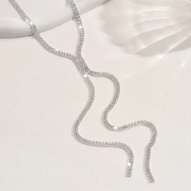 Λαμπερό Κολιέ Lariat με Στρας