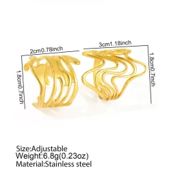 Χρυσό Σετ Δαχτυλίδια Αφηρημένο Κυματιστό Σχέδιο - Σύγχρονο Statement Jewelry