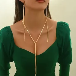 Σετ Κολιέ και Σκουλαρίκια Y-Necklace | Long Tassel Style σε Χρυσό