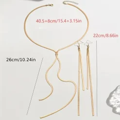 Σετ Κολιέ και Σκουλαρίκια Y-Necklace | Long Tassel Style σε Χρυσό