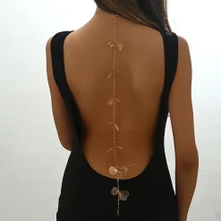 Χρυσή Αλυσίδα Πλάτης με Πεταλούδες - Κόσμημα Σώματος για Εξώπλατα Φορέματα