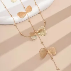 Χρυσή Αλυσίδα Πλάτης με Πεταλούδες - Κόσμημα Σώματος για Εξώπλατα Φορέματα