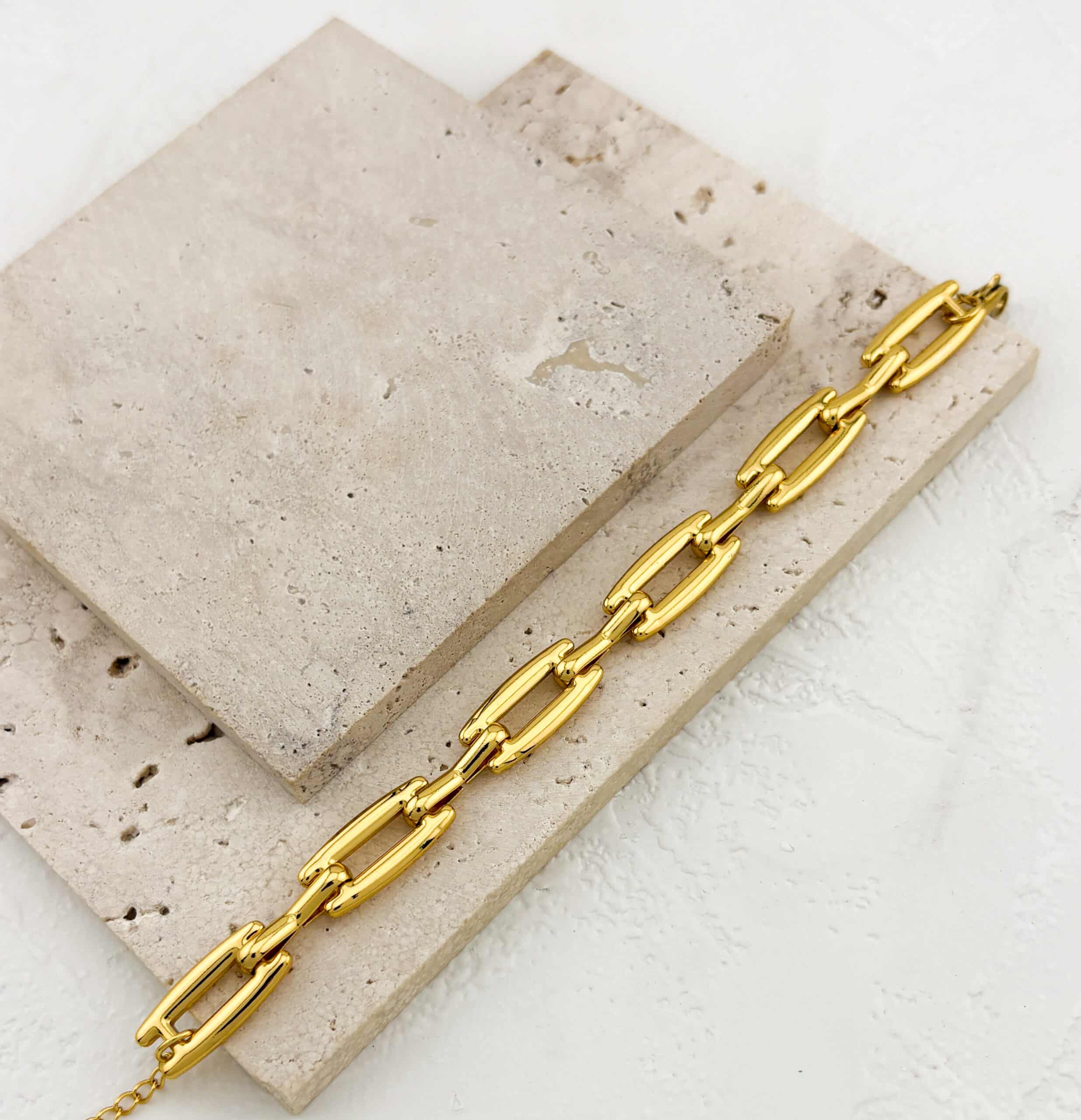 Χρυσό Μοντέρνο Βραχιόλι Αλυσίδα με Οβάλ Σύνδεσμους