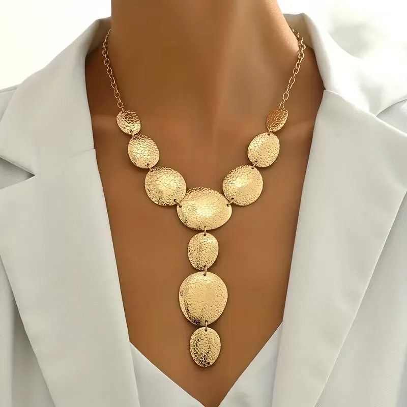 Χρυσό Κολιέ με Οβάλ Πλάκες