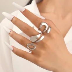 Σετ 3 Γεωμετρικά Δαχτυλίδια με Minimalist Σχεδιασμό