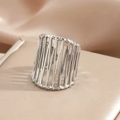 Εντυπωσιακά Ρυθμιζόμενα Δαχτυλίδια Cage σε Χρυσό και Ασημί (Σετ 2 Τεμαχίων)