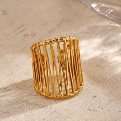 Εντυπωσιακά Ρυθμιζόμενα Δαχτυλίδια Cage σε Χρυσό και Ασημί (Σετ 2 Τεμαχίων)