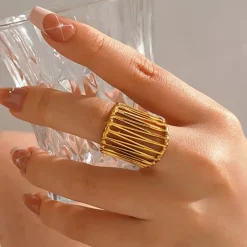 Εντυπωσιακά Ρυθμιζόμενα Δαχτυλίδια Cage σε Χρυσό και Ασημί (Σετ 2 Τεμαχίων)