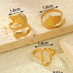 Σετ 3 Γεωμετρικά Δαχτυλίδια με Minimalist Σχεδιασμό