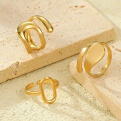 Σετ 3 Γεωμετρικά Δαχτυλίδια με Minimalist Σχεδιασμό