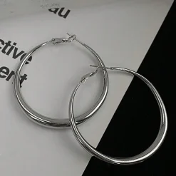 Ασημί Chunky Σκουλαρίκια Κρίκοι | | Minimal Statement