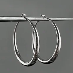 Ασημί Chunky Σκουλαρίκια Κρίκοι | | Minimal Statement