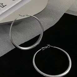 Ασημί Chunky Σκουλαρίκια Κρίκοι | | Minimal Statement