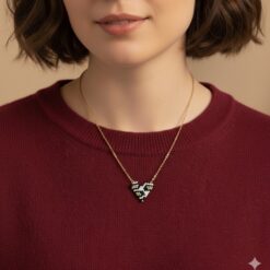 Χειροποίητο Κολιέ Καρδιά με Χάντρες σε Χρυσό - Σικ & Μοντέρνο