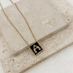 Κολιέ με Αρχικό Γράμμα Α – Χειροποίητο με Επιχρύσωση