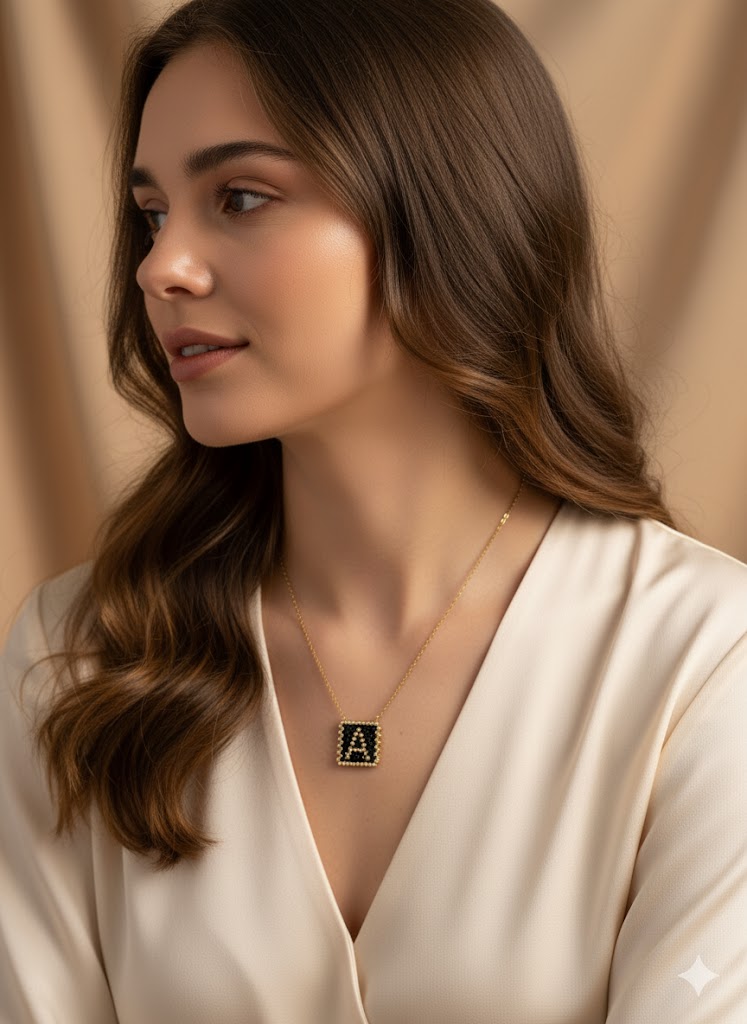 Κολιέ με Αρχικό Γράμμα Α – Χειροποίητο με Επιχρύσωση