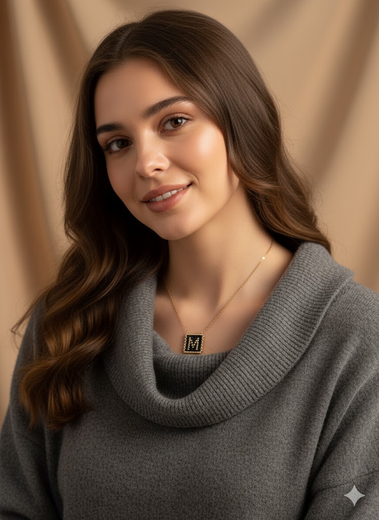 Κολιέ με Αρχικό Γράμμα Μ – Χειροποίητο με Επιχρύσωση