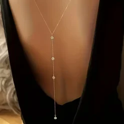 Χρυσό Κολιέ "Back-Drop" με Κρύσταλλα – Sexy & Elegant Κόσμημα Πλάτης