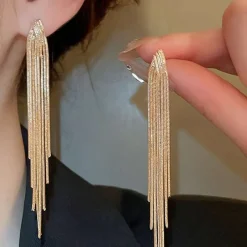 Μακριά Κρεμαστά Σκουλαρίκια με Λεπτές Αλυσίδες Tassel