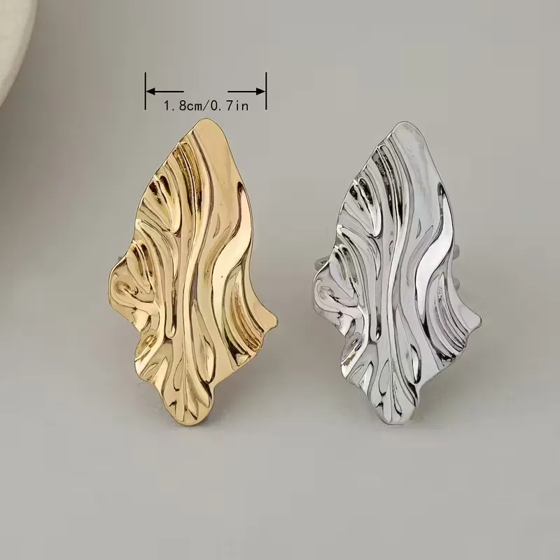 Σετ Δαχτυλίδια Statement με Κυματιστή Υφή | Ρυθμιζόμενα, Μεταλλικά, Ρευστό Σχέδιο | Χρυσό & Ασημί