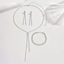 Σετ Γυναικεία Κοσμήματα 3 Τεμαχίων - Κολιέ Y-Shape, Βραχιόλι & Σκουλαρίκια με Στρας