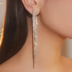 Μακριά Σκουλαρίκια με Strass και Λαμπερά Κρύσταλλα