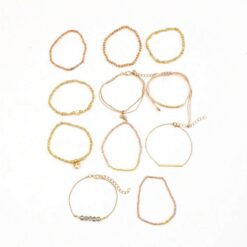 Σετ 11 Γυναικεία Βραχιόλια Boho - Earthy Gold & Crystal Collection