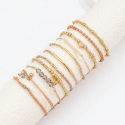Σετ 11 Γυναικεία Βραχιόλια Boho - Earthy Gold & Crystal Collection