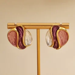 Χρυσά ακανόνιστα σκουλαρίκια κρίκοι από ανοξείδωτο ατσάλι 304 για γυναίκες.