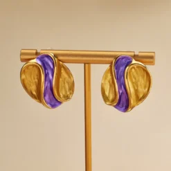 Χρυσά ακανόνιστα σκουλαρίκια κρίκοι από ανοξείδωτο ατσάλι 304 για γυναίκες.